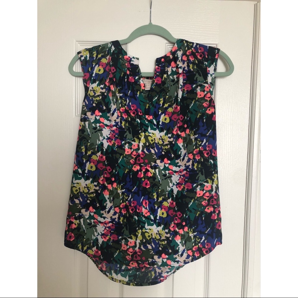J. Crew floral Drapey sleeveless blouse